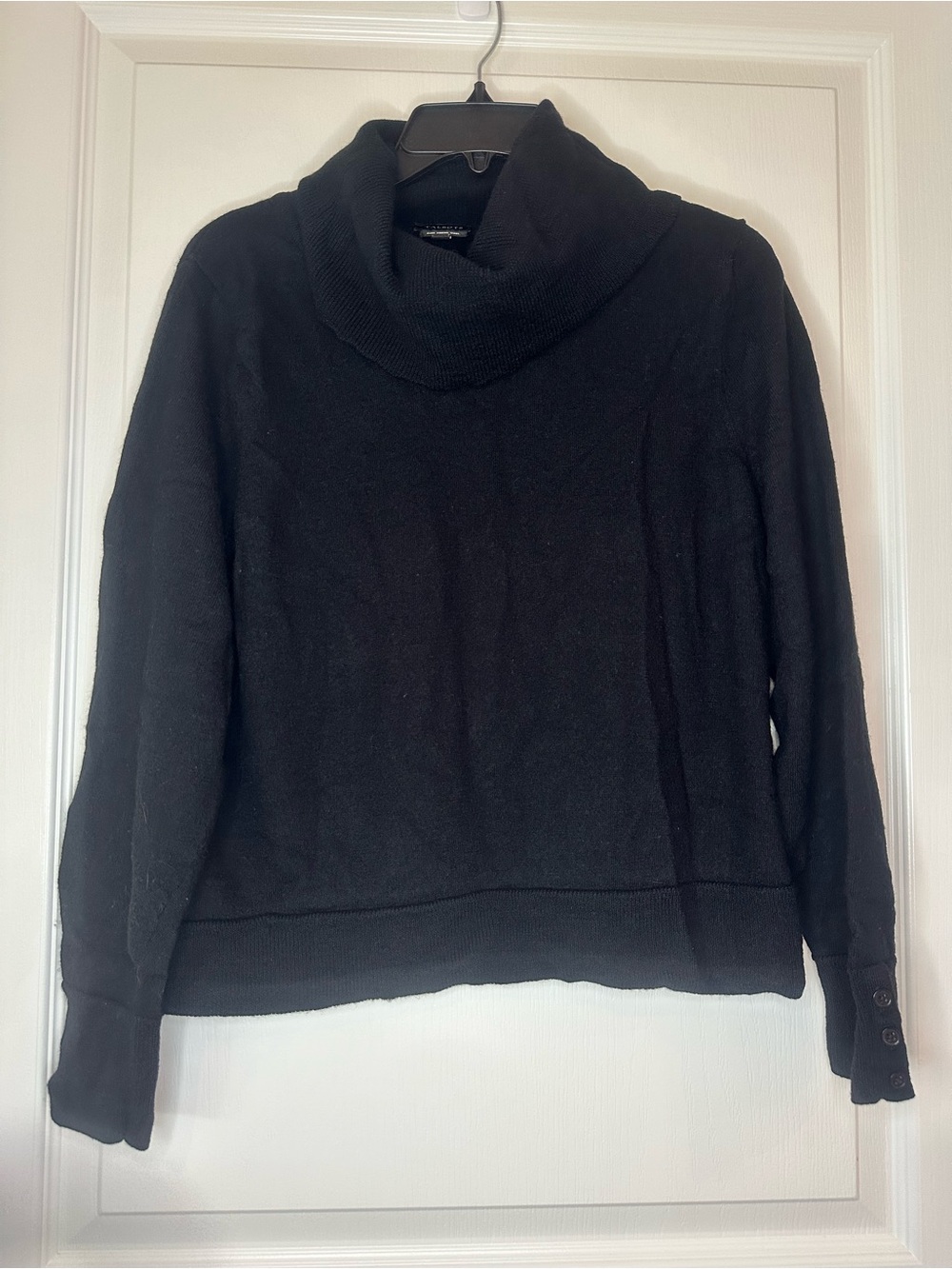 Talbots Merino Button-Cuff Cowlneck Sweater Black XL